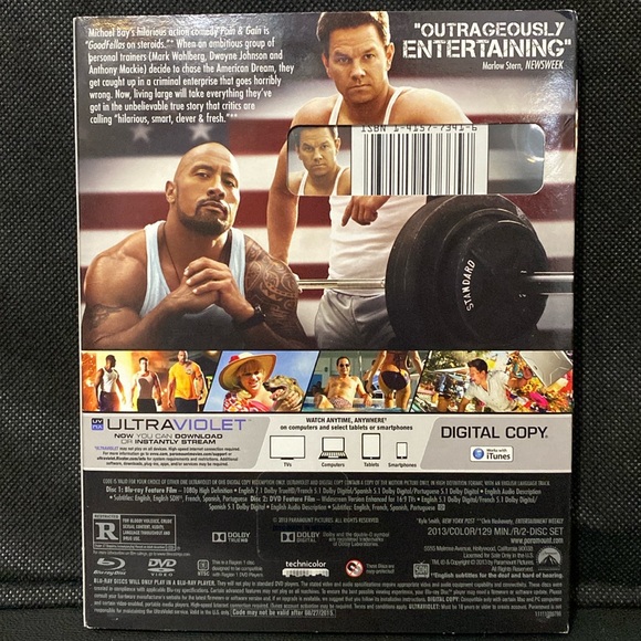 Blue Ray/ DVD- “Pain & Gain”- with Mark Wahlberg & Dwayne Johnson-R -used - Picture 2 of 3